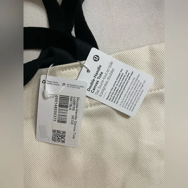 Lululemon NWT Double Handle Canvas Tote Bag 17L Snap Closure Interior Pocket - Image 6