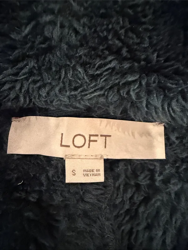 Loft Faux Sherpa Shawl Collar Women's Fleece Jacket Small Teal - C54-116 - Image 3