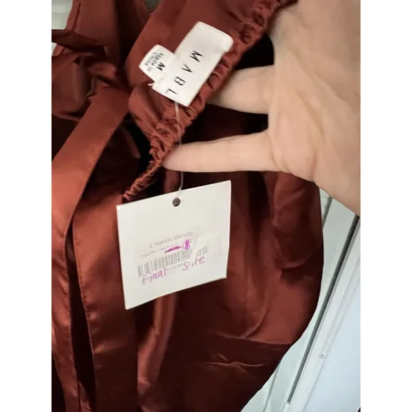 Mable Satin‎ Open O-Ring Mini Dress In Rust Size M / NWT - Image 6