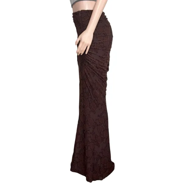 HOUSE OF CB Adrielle Jersey Burnout Maxi Skirt, Cocoa, L+ - Image 6