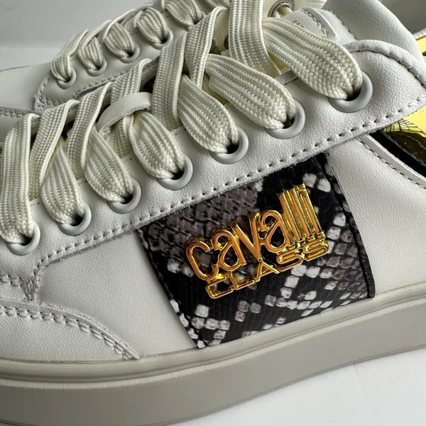 Roberto Cavalli leather White and Gold Women's Sneakers - Image 7