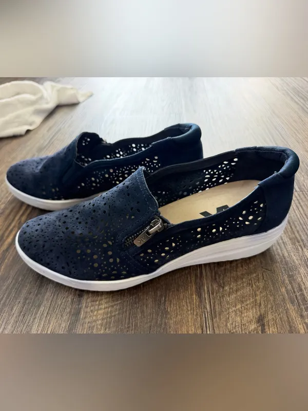 Anne Klein Navy Laser-Cut Slip-On Sport Sneakers - Image 2