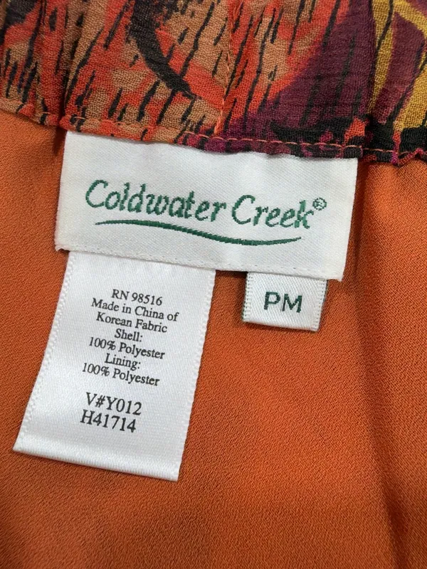 Coldwater Creek Orange Floral Patchwork Midi Skirt - Image 4