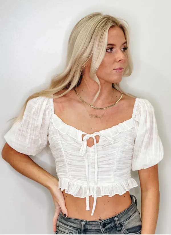 Lush Clothing Puff Sleeve Crop Top - Image 12