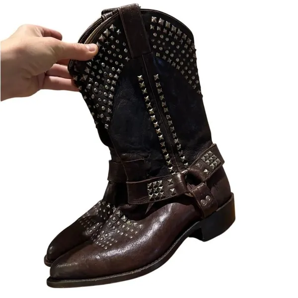 Frye Billy Tall Studded Biker Boots – Women’s Size 9 - Image 2