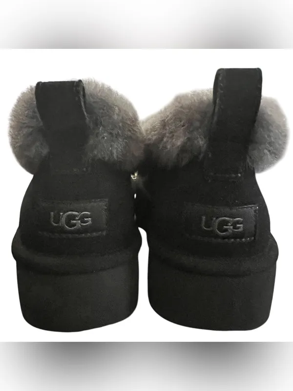 UGG Nita Genuine Shearling Slipper Black Gray Platform NWOB Women’s 9 - Image 8