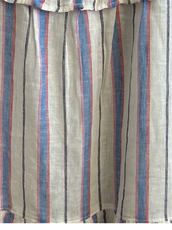 Rails Sandy Tahiti Blue White Pink Striped Tiered Ruffle Feminine Sundress Large - Image 9