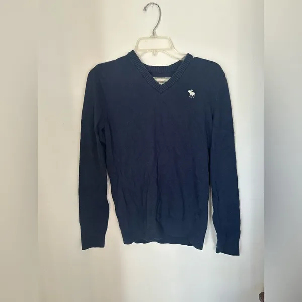 Abercrombie & Fitch Navy V-Neck Sweater Size Small - Image 4