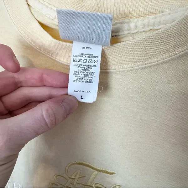 Vintage Air Force Academy Embroidered Yellow T-Shirt LARGE - Image 4
