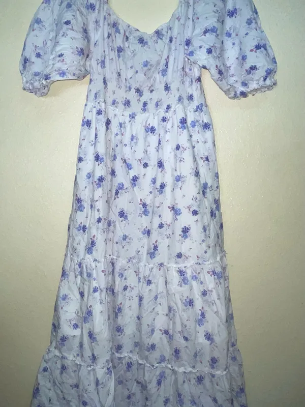 LoveShackFancy For Target White and Purple Floral Maxi Dress - Image 4