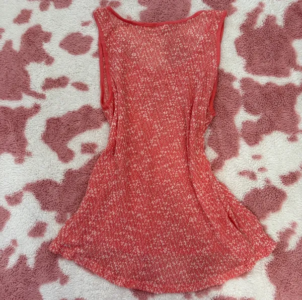 Vintage Y2K Orange Rhinestone Knit Tank Top Coquette Fairycore Babydoll Small - Image 3