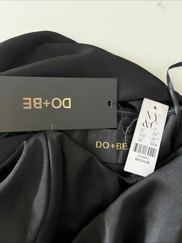 DO+BE black satin jumpsuit featuring an asymmetrical draped one-shoulder overlay - Image 2