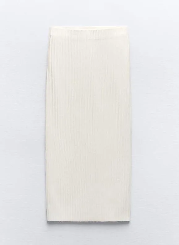 NWT White BRUSHED RIBBED PENCIL SKIRT. Size Medium - Image 7