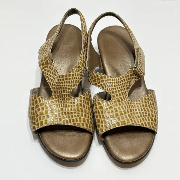 SAS Suntimer Tripad Comfort US 9 Snake Print Bronze Patent Leather Sandals - Image 9