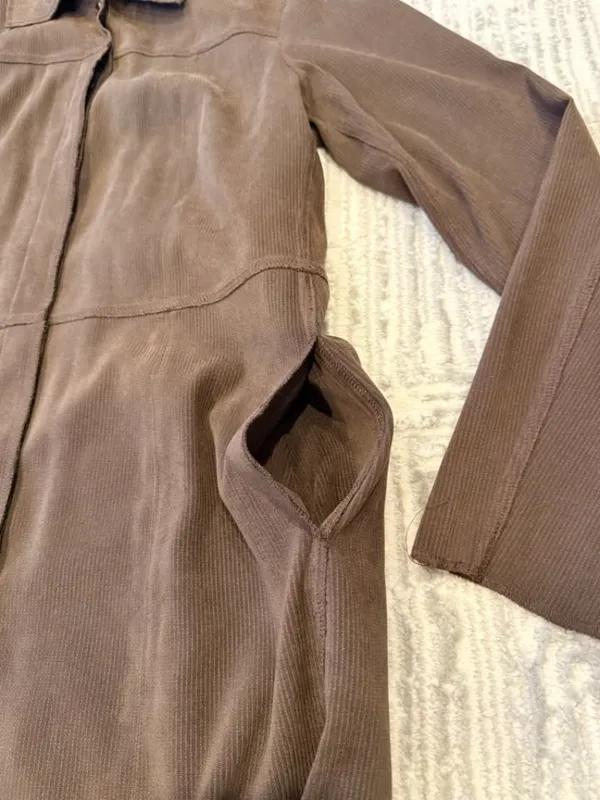 NEW In the Wash women's size 6 brown suede look long jacket - Image 8
