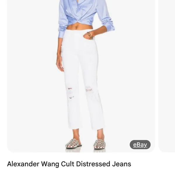 Alexandra wang denim white distressed jean pant 29 cult - Image 3