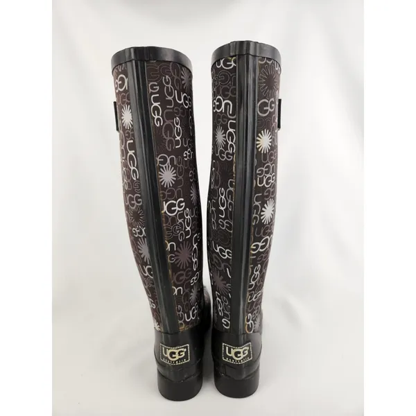 Ugg Australia Women's Size 6 Multi Logo Brown Tall Rubber Rain Winter Muck Boots - Image 6