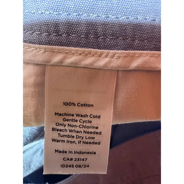 Talbots Womens Blue Cotton Wide Leg Crop Pants Size 14 Chambray Patch Pocket - Image 4