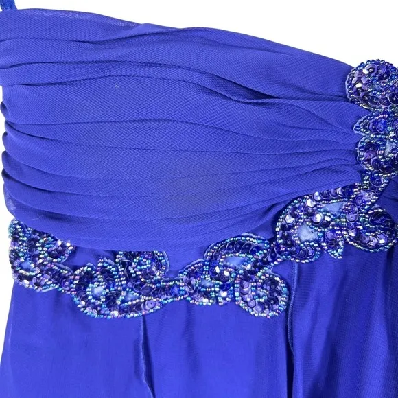 Y2K Fairy‎ Grunge Midi Dress 3/4 Blue Purple Beaded Coquette Angel Empire Waist - Image 12