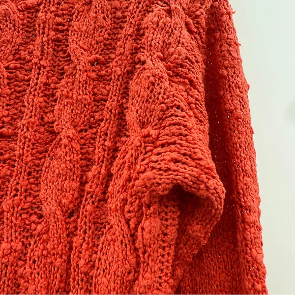 Anthropologie Yellow Bird Sweater‎ Women’s Size Medium Red Textured Knit - Image 6