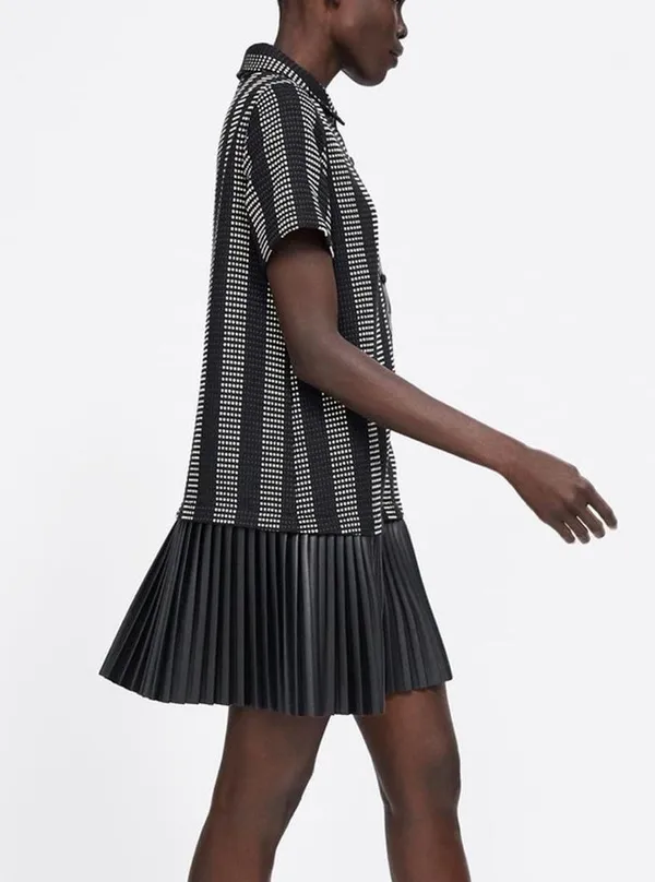 woven striped pleated dress - Image 2