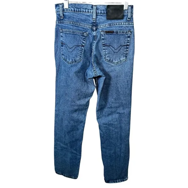 Harley Davidson Blue Jeans Women Size 0 Straight Leg Biker Classic Moto Grunge‎ - Image 2