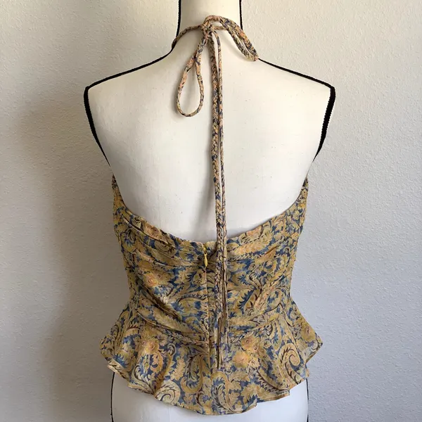 NEW‎ Veronica Beard Arienne Gathered Halter Neck Silk Top - Image 5