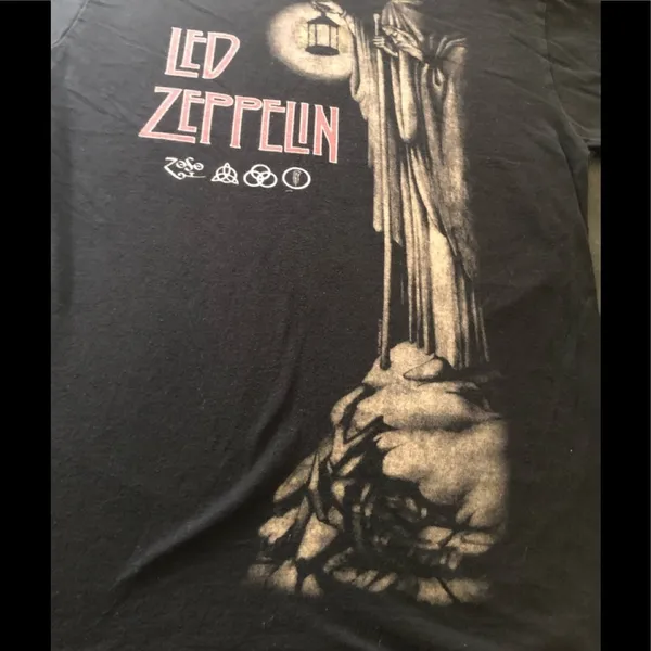 VTG 90’s Led Zeppelin Black Tee Rock Band Shirt Size S - Image 4