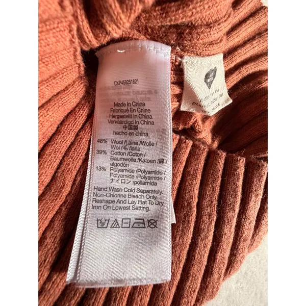 Madewell Brenville Crop Cardigan Sweater XS Rust Ribbed Wool Blend V-Neck Button - Image 5