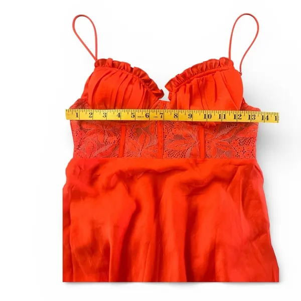 Sage + Paige Red-Orange Lace Corset Midi Dress - Size‎ M - Image 6