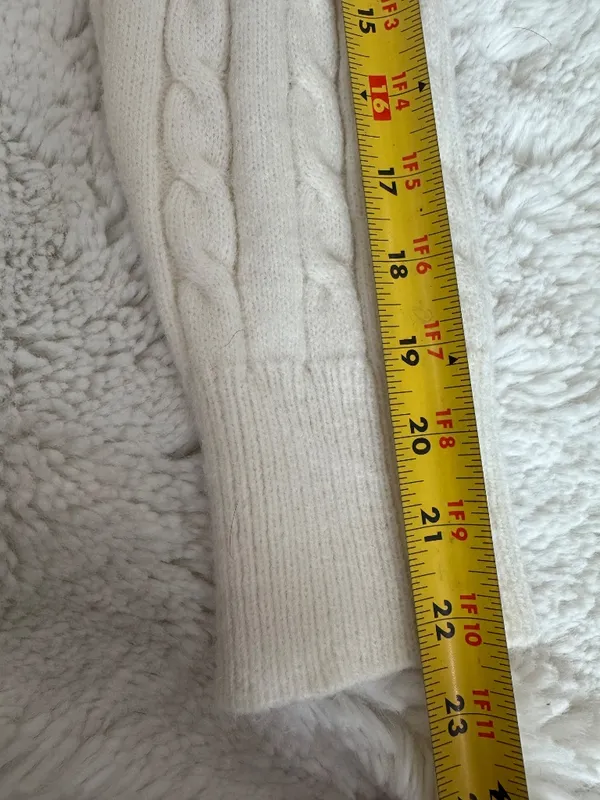 COMMENSE NWT Cable-Knit Open-Back Satin Bow Cropped Sweater Cream White L - Image 8