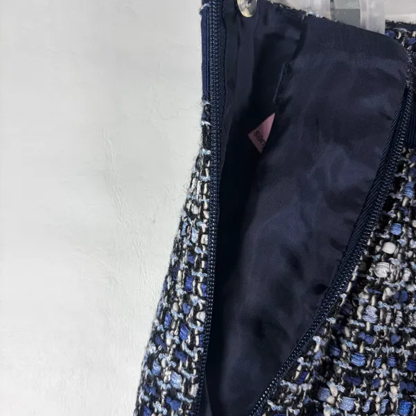 Brooks Brothers‎ Navy Blue White Tweed Wool Blend Skirt Size 6 Italian Fabric - Image 6