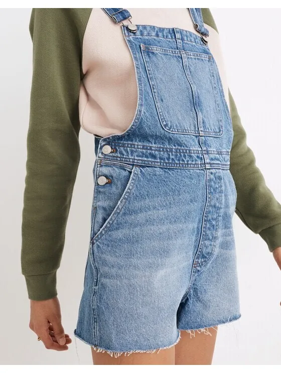 Madewell Adirondack Short Denim Overalls Benham Wash Size Small - Image 2