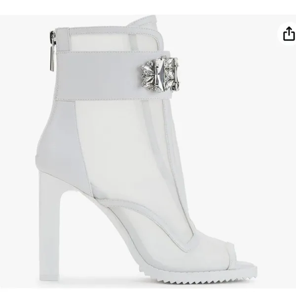 Karl Lagerfeld Paris Women's White‎ Blayze Lug Sole Peep Toe Bootie Size 5 B77 - Image 2