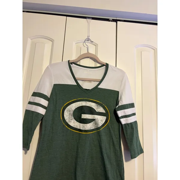Fanatics Womens Green Bay Packers V Neck 3/4 Sleeve Shirt‎ Size S - Image 4