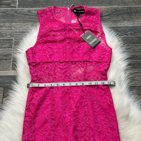 NWT NBD X Naven Lace Dahlia Dress in Pink Glo - Image 9