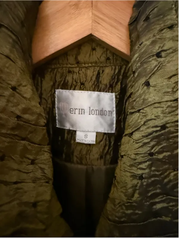 Women's Erin London Olive & Black Textured Zip-Up Jacket Size S - Image 3