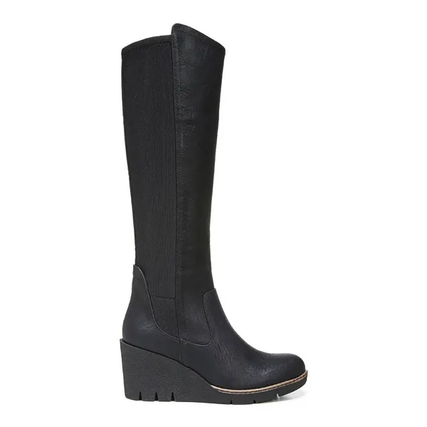 Dr. Scholl’s Lindy Black Wedge Tall Boots Faux Leather Comfort Size 10 - Image 3