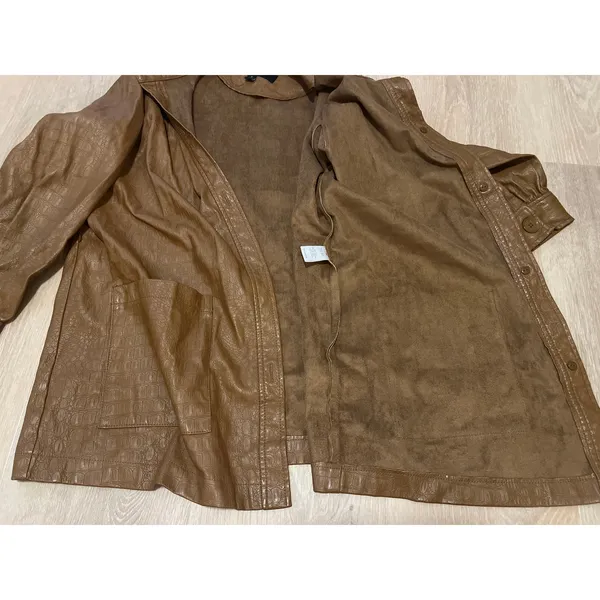 Marc New York Brown Faux Leather Jacket WITHOUT Belt- Size M - Image 6