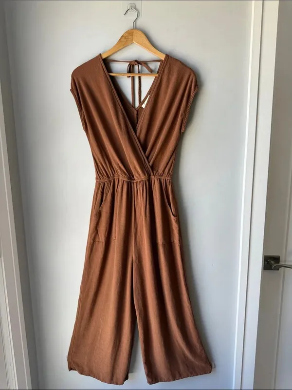 Universal Thread Linen Blend Brown Jumpsuit - Image 2