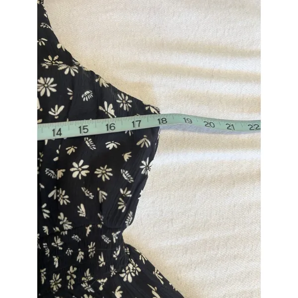 SO Floral Black/Cream Floral Smocked Back Midi Dress Size 2XL Pockets - Image 7