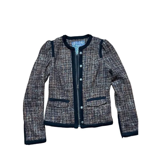 Free People Jacket Tweed‎ Full Zip Multi-Color Wool Blend Size 4 - Image 11