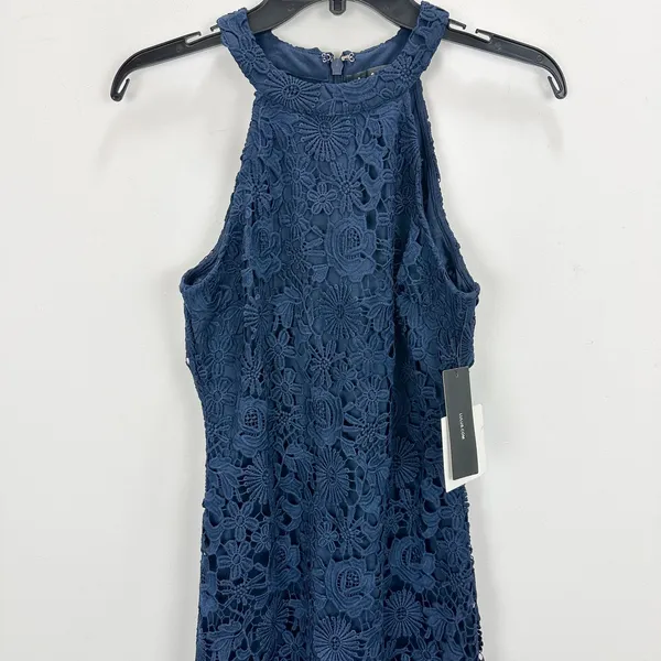Lulus Love Poem Navy Blue Lace Mini Dress Party Cocktail Romantic Medium NWT - Image 7