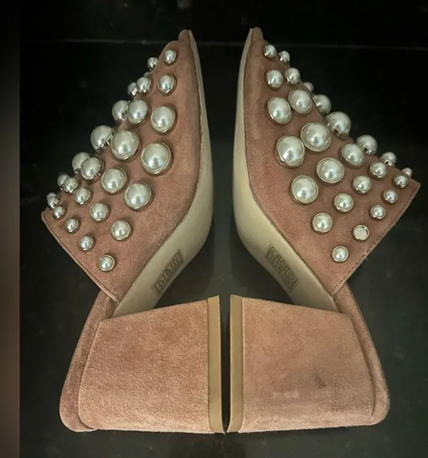 Jeffrey Campbell pink slip on suede with pearls hills size 6 - Image 3