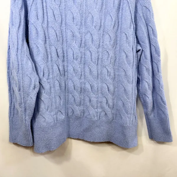 Aerie Small Sweater Cable Knit Periwinkle Blue Raglan Crew Academia Preppy 1691 - Image 4