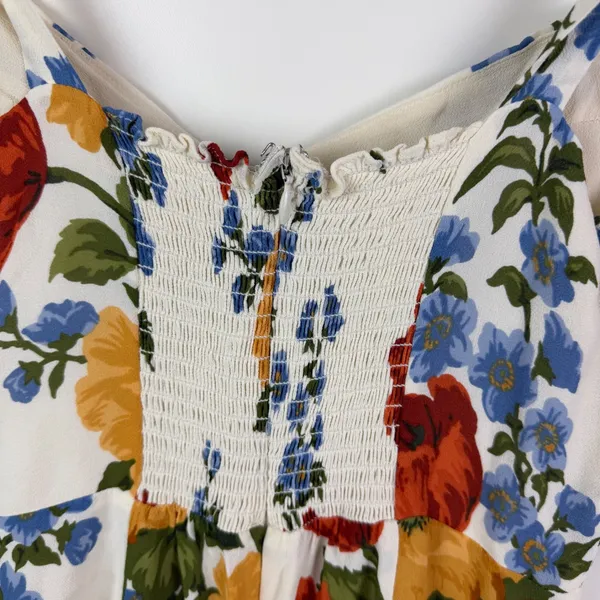 Reformation Niara Floral Print Crepe Mini Dress Size 8 Cottage Romantic Coquette - Image 4