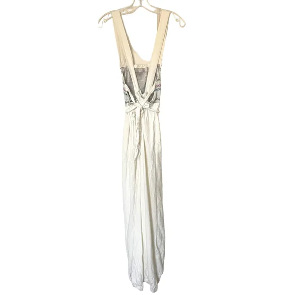 Free People Boho Tie Back Jumpsuit Cream Size Small - Image 3