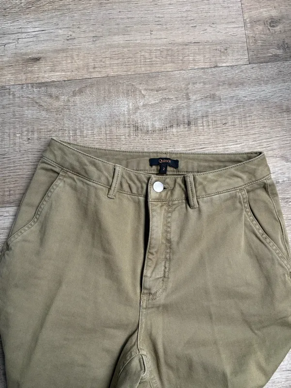 Quince Organic Stretch Cotton Twill Straight Leg Cropped Pants Olive size 2 - Image 5