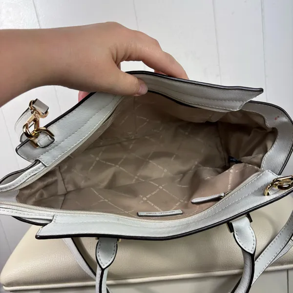 Michael Kors White Saffiano Leather Gold Logo Crossbody Tote Bag Convertible - Image 6