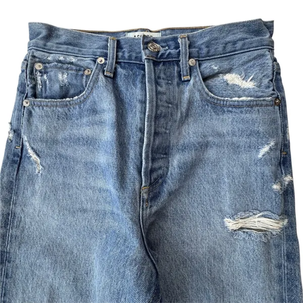 AGOLDE‎ 90s Jean Womens 23 High Rise Straight Leg Distressed Blue Denim Grunge - Image 5